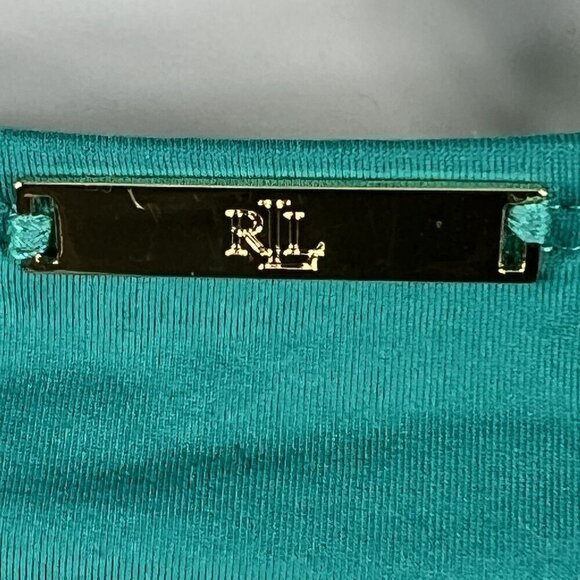 Lauren Ralph Lauren NWT Womens 16 Teal One Piece Halter Swimsuit Slimming Fit - Picture 10 of 14